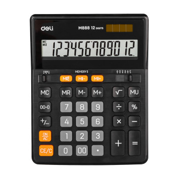 Калькулятор настольный Deli EM888 черный 12-разр. 