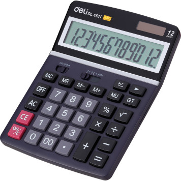 Калькулятор настольный Deli E1631 черный 12-разр. -1
