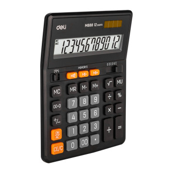 Калькулятор настольный Deli EM888 черный 12-разр. -1