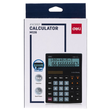 Калькулятор настольный Deli EM126 черный 12-разр. -3