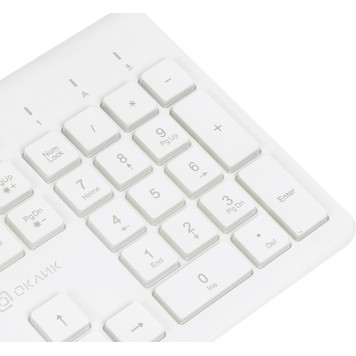 Клавиатура Oklick 490ML белый USB slim Multimedia LED -14