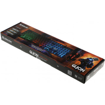 Клавиатура + мышь Defender Glion клав:черный мышь:черный/красный USB LED (45123) -19