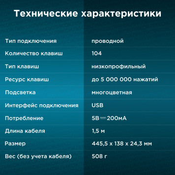 Клавиатура Oklick 440ML черный USB slim LED -5