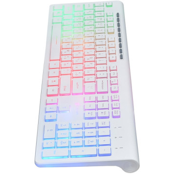 Клавиатура Oklick 490ML белый USB slim Multimedia LED -10
