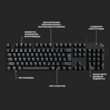 Клавиатура Logitech G413 SE механическая черный USB LED -5