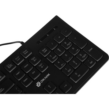 Клавиатура Oklick 440ML черный USB slim LED -12