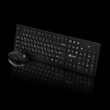 Клавиатура + мышь Oklick 250M клав:черный мышь:черный USB беспроводная slim -7