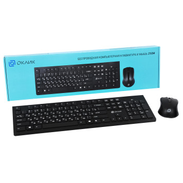 Клавиатура + мышь Oklick 250M клав:черный мышь:черный USB беспроводная slim -4