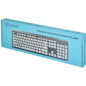 Клавиатура Оклик 480M черный/серый USB slim Multimedia -14