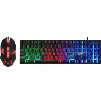 Клавиатура + мышь Defender Glion клав:черный мышь:черный/красный USB LED (45123) 