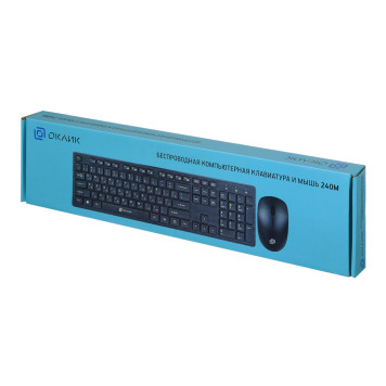 Клавиатура + мышь Оклик 240M клав:черный мышь:черный USB беспроводная slim Multimedia -2