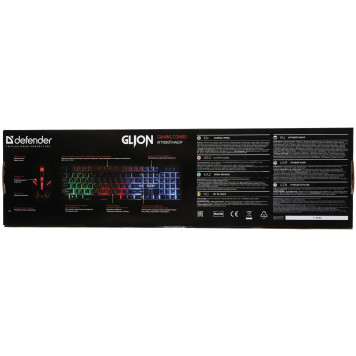 Клавиатура + мышь Defender Glion клав:черный мышь:черный/красный USB LED (45123) -22