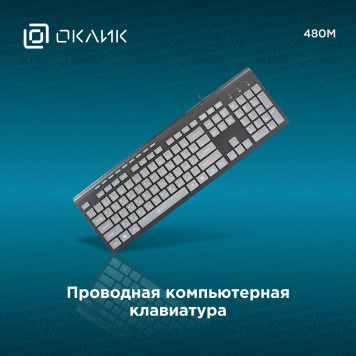 Клавиатура Оклик 480M черный/серый USB slim Multimedia -1