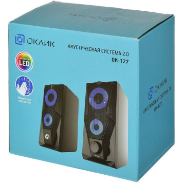 Колонки Оклик OK-127 2.0 черный 6Вт -4