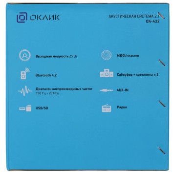 Колонки Oklick OK-432 2.1 черный 25Вт -13