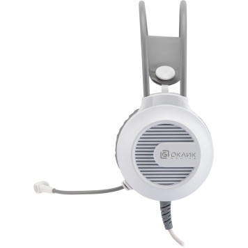 Наушники с микрофоном Оклик HS-L300G White белый 2.2м мониторные USB оголовье (1796952) -6