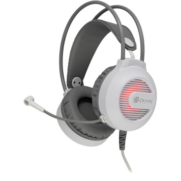 Наушники с микрофоном Оклик HS-L300G White белый 2.2м мониторные USB оголовье (1796952) -4