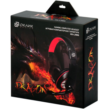 Наушники с микрофоном Oklick HS-L390G DRAGON черный/красный 1.8м мониторные оголовье (JD-728S) 