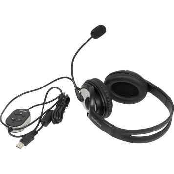 Наушники с микрофоном Microsoft LX-3000 Wired USB Black (аналог JUG-00015) черный/серебристый 1.8м мониторные оголовье (JUG-00014) -1