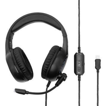 Наушники с микрофоном Oklick HS-L930G SNORTER черный/синий 2м мониторные USB оголовье (HS-L930G) -8