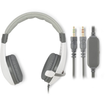 Наушники с микрофоном Оклик HS-L600 серый 1.8м мониторные оголовье (1532023) -3