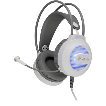 Наушники с микрофоном Оклик HS-L300G White белый 2.2м мониторные USB оголовье (1796952) -3