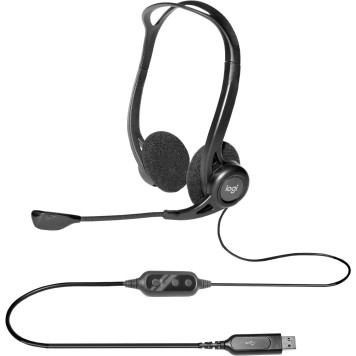 Наушники с микрофоном Logitech 960 черный 2.4м накладные USB оголовье (981-000100) -3