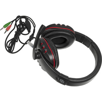 Наушники с микрофоном Оклик HS-L380G ABADDON черный/красный 1.8м мониторные оголовье (JD-032) -1