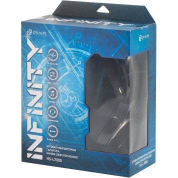 Наушники с микрофоном Оклик HS-L700G INFINITY черный 2.2м мониторные оголовье (HS-L700G) 