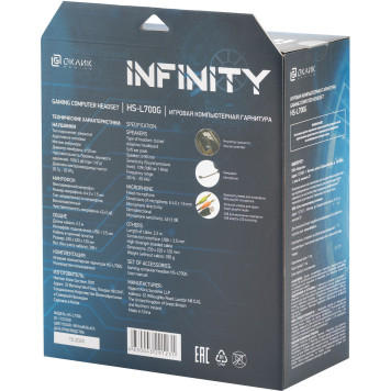 Наушники с микрофоном Оклик HS-L700G INFINITY черный 2.2м мониторные оголовье (HS-L700G) -1