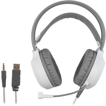 Наушники с микрофоном Оклик HS-L300G White белый 2.2м мониторные USB оголовье (1796952) -5