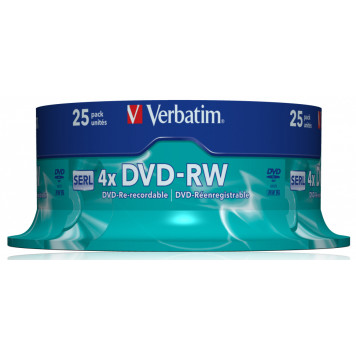 Диск DVD-RW Verbatim 4.7Gb 4x Cake Box (25шт) (43639) -1