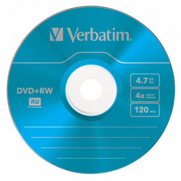 Диск DVD+RW Verbatim 4.7Gb 4x Slim case (5шт) Color (43297) -2