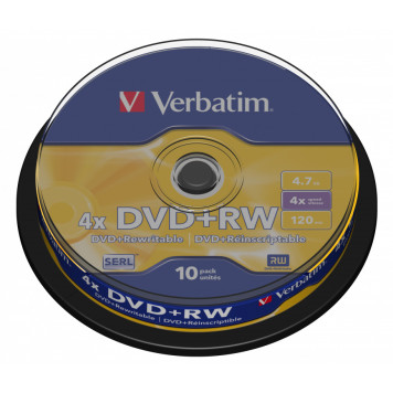 Диск DVD+RW Verbatim 4.7Gb 4x Cake Box (10шт) (43488) -1