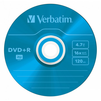 Диск DVD+R Verbatim 4.7Gb 16x Slim case (5шт) Color (43556) -1