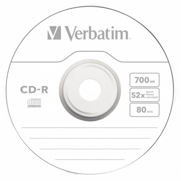 Диск CD-R Verbatim 700Mb 52x Cake Box (100шт) (43411) -1