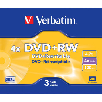 Диск DVD+RW Verbatim 4.7Gb 4x Slim case (3шт) (43636) -1