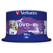 Диск DVD+R Verbatim 4.7Gb 16x Cake Box (50шт) Printable (43512)