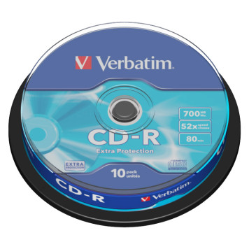 Диск CD-R Verbatim 700Mb 52x Cake Box (10шт) (43437) -1