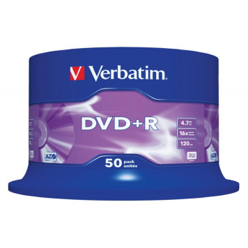 Диск DVD+R Verbatim 4.7Gb 16x Cake Box (50шт) (43550) 