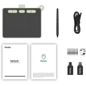 Графический планшет Parblo Ninos S USB Type-C черный/зеленый -2