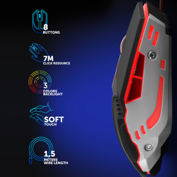Мышь Oklick 999G TOMAHAWK черный оптическая (3200dpi) USB (8but) -12