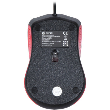Мышь Oklick 225M черный/красный оптическая (1200dpi) USB (2but) -1