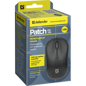 Мышь Defender Patch MS-759 черный оптическая (1000dpi) USB для ноутбука (2but) -3