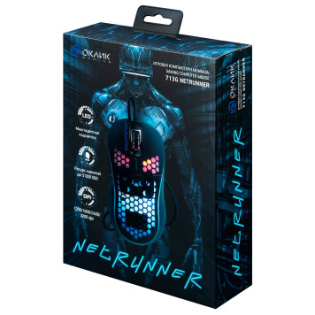 Мышь Оклик 713G NETRUNNER черный оптическая (3200dpi) USB (6but) -12