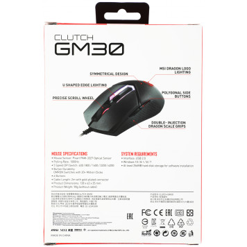 Мышь MSI Clutch GM30 черный оптическая (6200dpi) USB2.0 (6but) -1