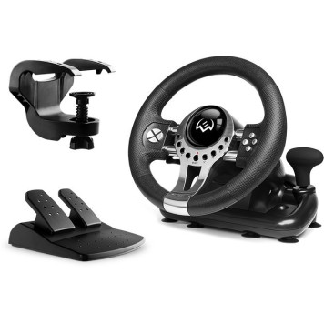 Руль Sven GC-W700 12кноп. (с педалями) черный/серебристый -5