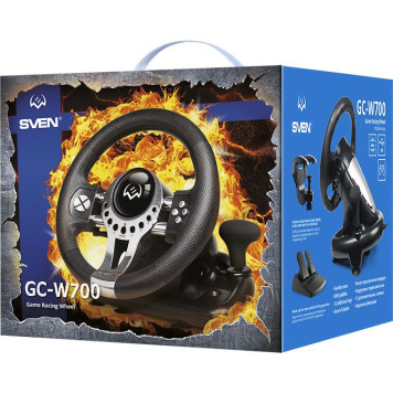 Руль Sven GC-W700 12кноп. (с педалями) черный/серебристый -7
