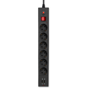 Сетевой фильтр Buro BU-SP1.8_USB_2A-B 1.8м (6 розеток) черный (коробка) -4