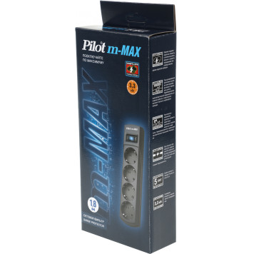 Сетевой фильтр Pilot m-MAX 1.8м (4 розетки) серый (коробка) -3